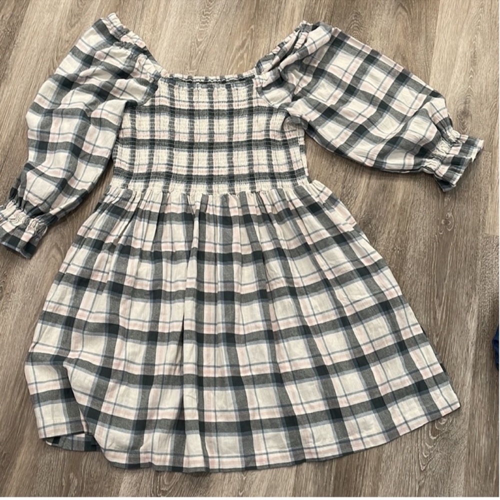 Madewell Lucie Elbow-Sleeve Smocked Mini
Dress in Lebaum Plaid XXL - Picture 8 of 8